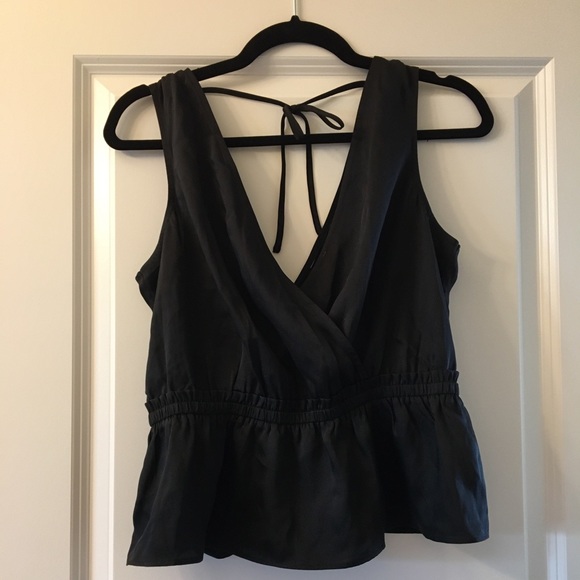 Express Silk Deep V Surplice Top - Picture 3 of 5